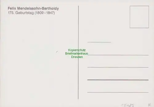 B15189 DDR 1984 175. Geb. von Felix Mendelssohn Bartholdy Block 76 Maximumkarte
