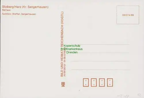 B15188 DDR 1983 Maximumkarte Rathaus Stolberg Harz