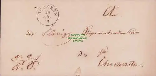B15183 Altdeutschland Sachsen Brief Oederan 1856 nach Chemnitz gebührenfrei
