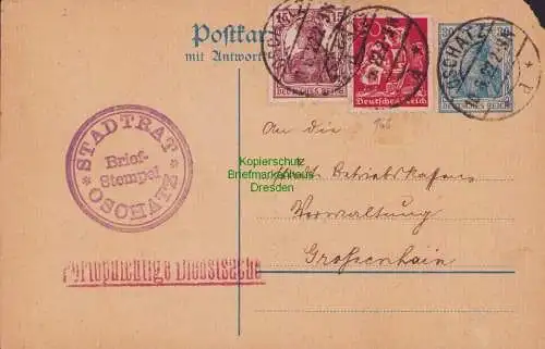 B15181 DR Postkarte Portopflichtige Dienstsache Stadtrat Oschatz nach Großenhain