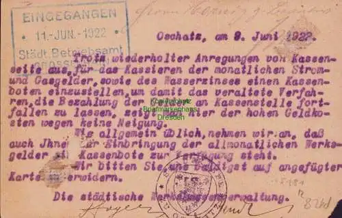 B15181 DR Postkarte Portopflichtige Dienstsache Stadtrat Oschatz nach Großenhain