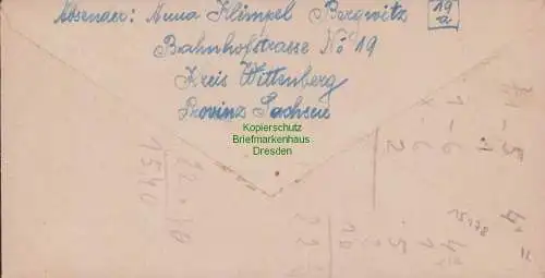 B15178 SBZ Brief Bergwitz Kr. Wittenberg 1948 nach Niedersedlitz