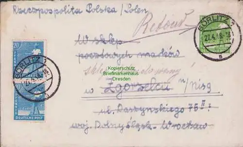 B15177 SBZ Brief Görlitz 1948 nach Polen und Retour