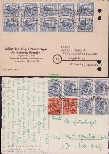 B15176 2x SBZ Postkarte Zehnfach Währungsreform Hellerau Bez. Dresden