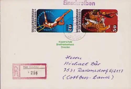 B15160 DDR 2984 2986 ZD Zirkuskunst in der DDR 1985 Einschreiben Vetschau