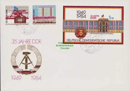 B15159 DDR 1984 3x FDC 35 Jahre Deutsche Demokratische Republik Block 77