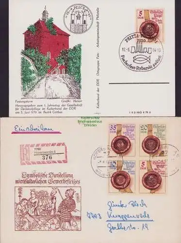 B15158 DDR 1984 Brief Historische Siegel umgekehrter ZD 2884 - 2887