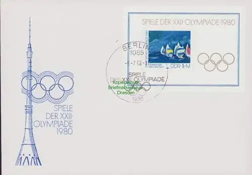 B15152 DDR FDC Block 60 Olympische Sommerspiele Moskau 1980