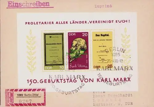 B15140 DDR FDC 1967 Block 27 150. Geburtstag von Karl Marx