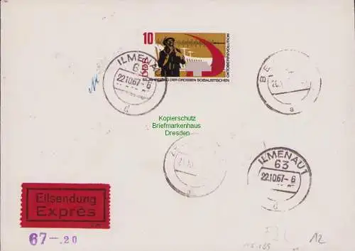 B15139 DDR FDC 1967 Block Briefmarkenausstellung 50 Jahre Roter Oktober Chemnitz