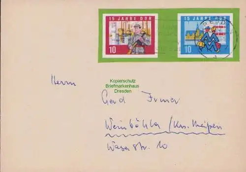 B15136 Brief DDR 1965 Dresden Einzelmarken Zusammendruck aus Block 19