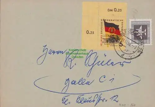 B15131 DDR Postkarte 1959 Halle Saale Ortskarte