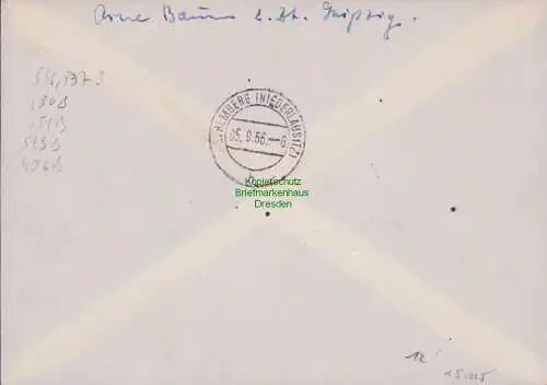 B15115 Brief DDR 1956 Messeflughafen Mit Luftpost Leipzig Mockau Sonderpostamt