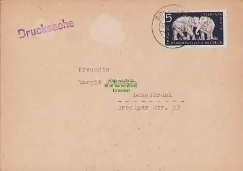 B15114 DDR 1956 Brief Drucksache 551 Indische Elefanten