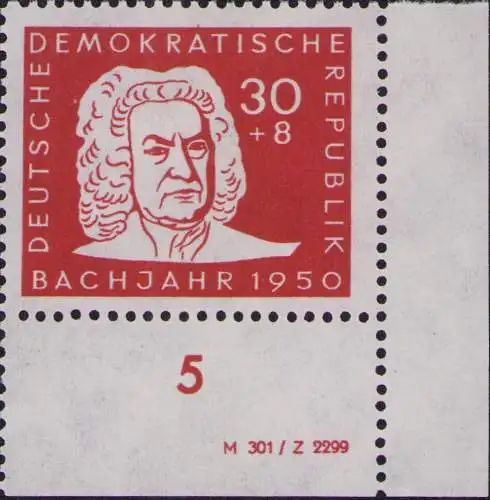 2951 DDR **  258 DV 200. Todestag von Johann Sebastian Bach 1950