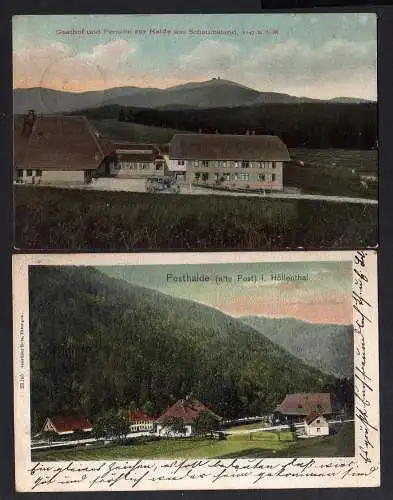 93480 2 AK Posthalde im Höllental 1906 Gasthof Pension zur Halde Schauinsland