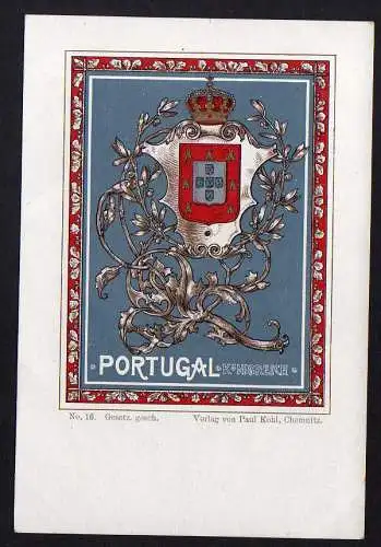 76611 AK Königreich Portugal Wappen Fahne Flagge um 1900