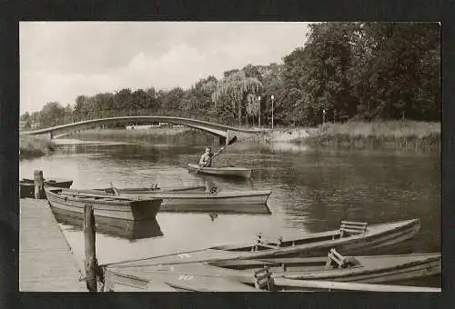 22202 AK Senftenberg Niederlausitz Paddelstation , gelaufen 1962, Marke abgelöst