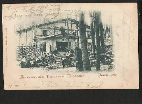 21434 AK Hundekehle Restaurant Waldhalle Grunewald 1899 Verlag Paul Schultze