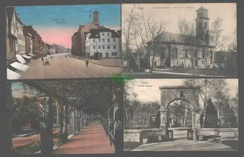 141878 4 AK Fürth Königstr. 1920 Colonialwaren Urban Portal Auferstehungskirche
