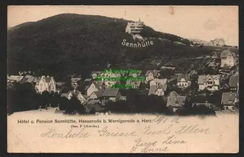 140252 Ansichtskarte Hasserode bei Wernigerode 1906 Hotel und Pension Sennhütte