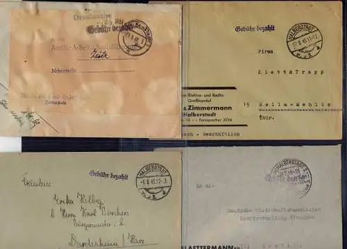 B447 11x SBZ Brief Karte Gebühr bezahlt 1945 Halberstadt Einschreiben 1,08 Denti