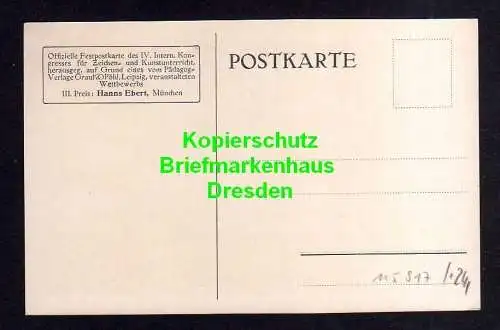 115917 Ansichtskarte Dresden 1912 Künstlerkarte 4. Int. Kongress für Kunstunterricht Zeichn