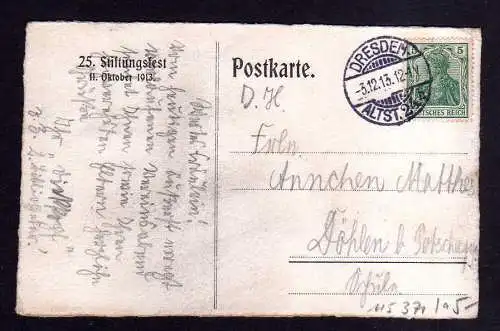 115371 Ansichtskarte Dresden Wettiner Gymnasium 1913 Studentika 25. Stiftungsfest