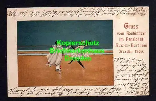 114372 Ansichtskarte Dresden 1905 Künstlerkarte Kostümfest im Pensionat Küster Bertram Lith
