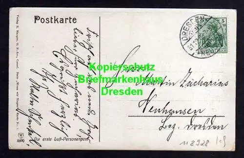 118928 Ansichtskarte Dresden 1909 Zeppelin Die erste Luft Personenpost Serie Wenn wir flieg