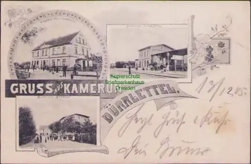 159083 Ansichtskarte Kamerun Dürrlettel Bahnhof Gasthof 1905 Kr. Meseritz Posen Brandenburg