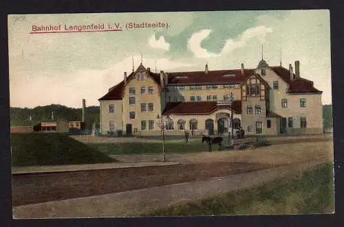 74288 AK Bahnhof Lengenfeld i. V. Stadtseite Vollbild 1906 Staatsbahn