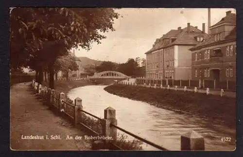 74337 AK Landeshut Schlesien Häuser an der Boberbrücke