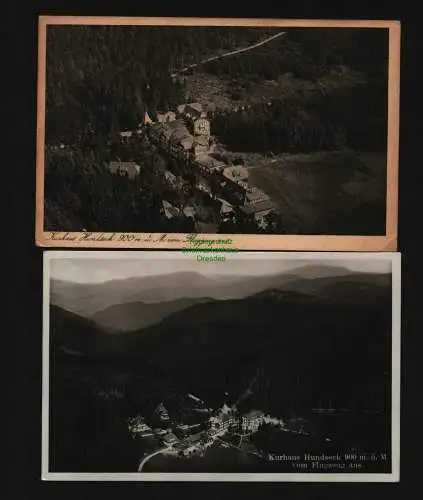 134174 2 Ansichtskarte Kurhaus Hundseck vom Flugzeug aus Luftbild bad. Schwarzwald Bühl