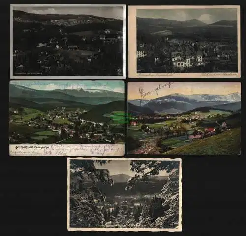 134575 5 Ansichtskarte Riesengebirge Krummhübel 1904 1921 1941 Brückenberg