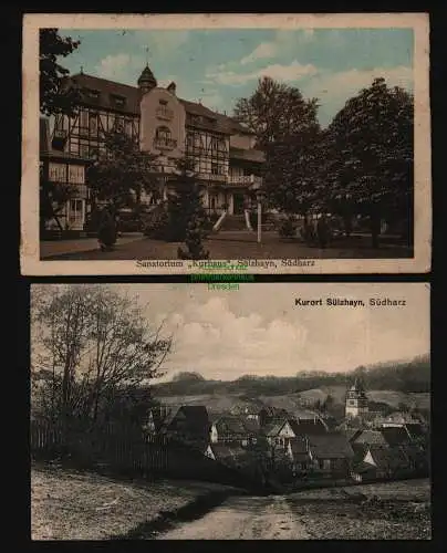 134489 2 AK Kurort Sülzhayn Südharz 1917 Sanatorium Kurhaus 1918