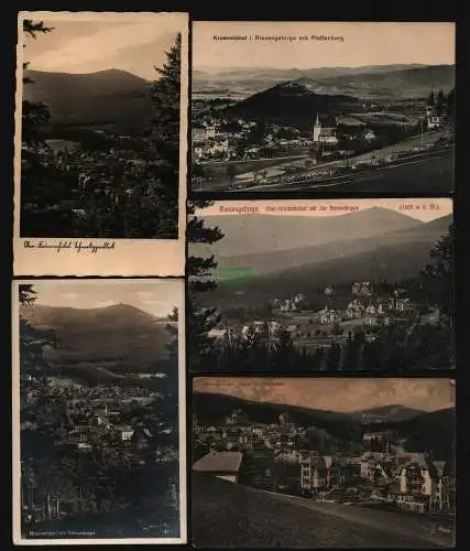 134500 5 Ansichtskarte Riesengebirge Krummhübel Schneekoppe 1909 Pfaffenberg 1918