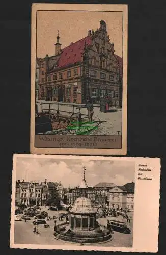 134641 `2 AK Wismar Kochsche Brauerei 1932 Markt mit Wasserkunst Fotokarte 1960