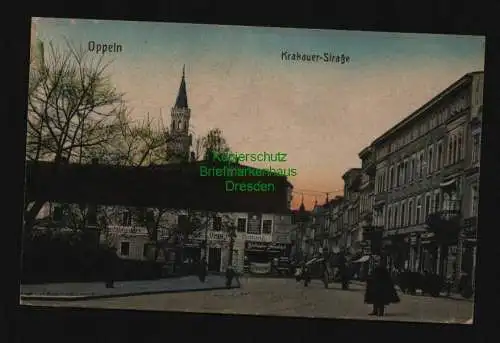 134511 AK Oppeln Opole um 1920 Krakauer Straße Eckhaus Oppelner Zeitung
