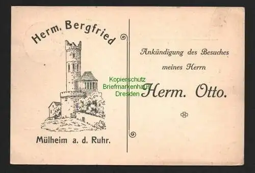 134615 AK Mülheim an der Ruhr 1908 Besuchsanzeige Herm. Bergfried