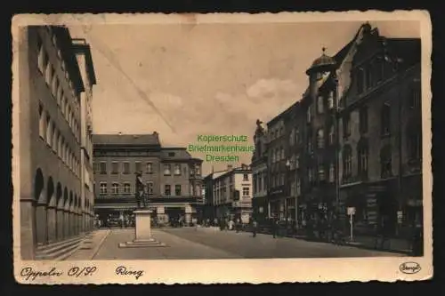 132832 Ansichtskarte Opole Oppeln Ring Geschäfte um 1940 Fotokarte