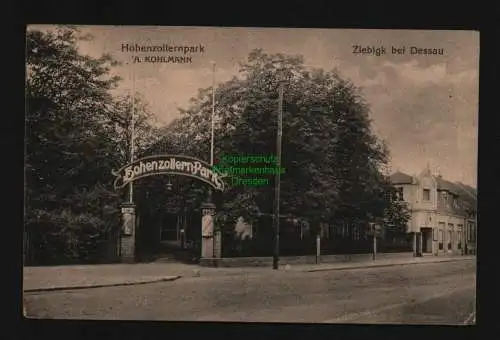 134090 Ansichtskarte Ziebigk bei Dessau Hohenzollernpark A. Kohlmann 1916