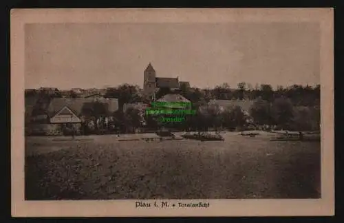 134132 AK Plau i. M. Totalansicht Kirche um 1925