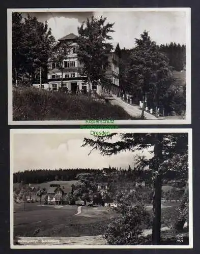 131240 2 Ansichtskarte Brückenberg Riesengebirge Hotel zum weissen Rössl 1932 Kirche Wang