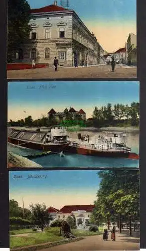 130959 3 AK Sisak Kroatien Straße Stari Grad Schiff Hafen Jelacicev trg um 1915