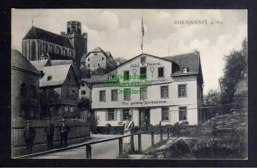 127732 AK Oberwesel a. Rhein Hotel Pension Zum goldenen Pfropfenzieher 1911