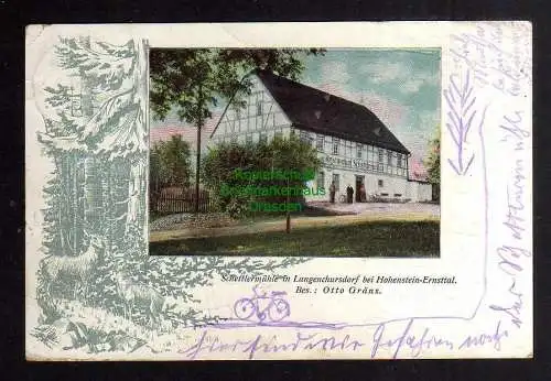 127742 AK Langenchursdorf Callenberg Schettlermühle 1909 b Hohenstein-Ernstthal