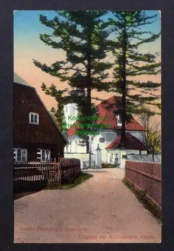 127684 AK Nieder Giersdorf Riesengebirge Eingang zur katholischen Kirche um 1915