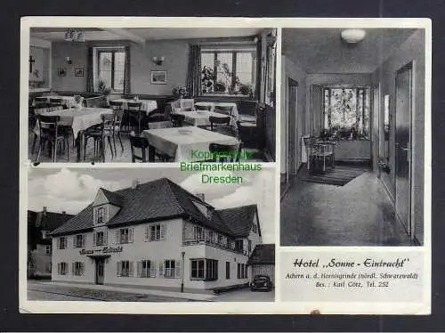 127443 Ansichtskarte Achern an der Hornigsrinde Hotel Sonne Eintracht Schwarzwald 1957