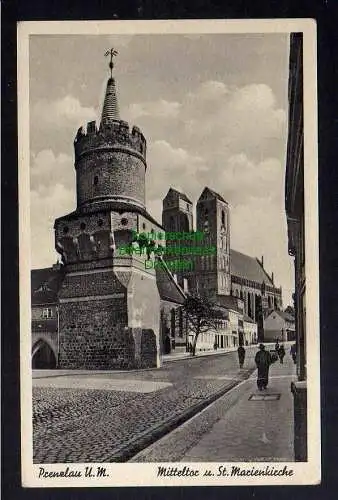 125728 AK Prenzlau Uckermark Mitteltor u. St. Marienkirche um 1925